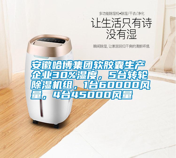 安徽哈博集團軟膠囊生產(chǎn)企業(yè)30%濕度，5臺轉(zhuǎn)輪除濕機組，1臺60000風(fēng)量，4臺45000風(fēng)量