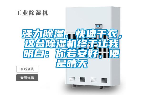 強力除濕、快速干衣，這臺除濕機終于讓我明白：你若安好，便是晴天
